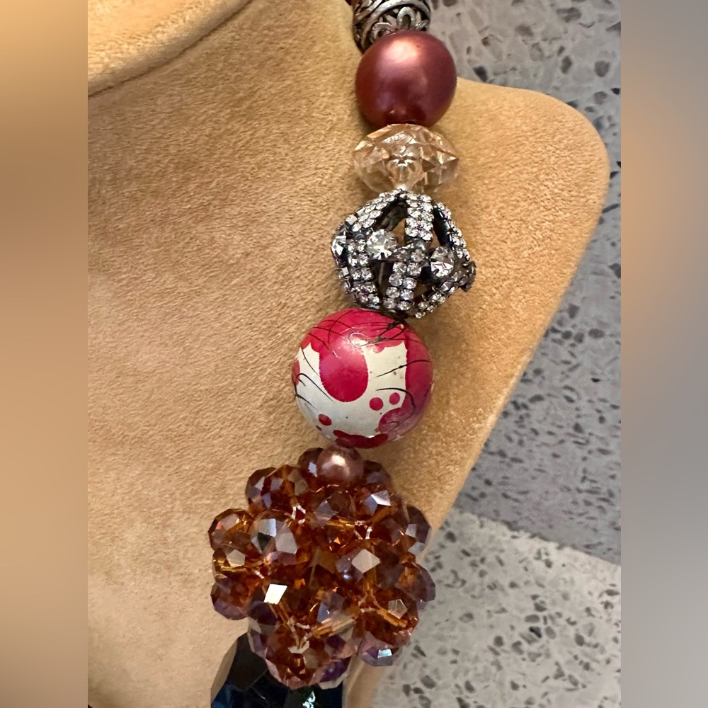 Multi Media Bead Statement Necklace - image 3
